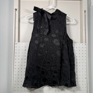 Anne Fontaine Petillante Bow Top Women Black Circle Tie Neck Sleeveless 42 NWT